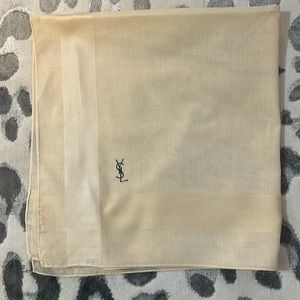 Cream YSL Yves Saint Laurent Cotton Vintage Handkerchief
